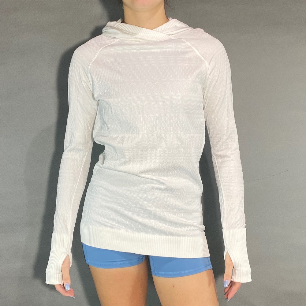 Lululemon Textured Hooded White Long Sleeve Size 10